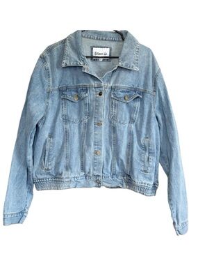 BETWEEN US Oversized Denim Jacket Women’s 3X Light Wash 100% Cotton Jean